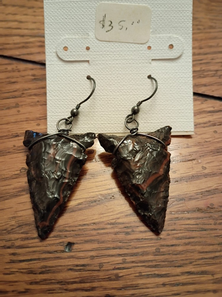 Flow Obsidian Native American Earrings