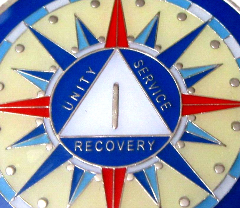 Alcoholics Anonymous medallion year 1 Compass AA Sober Chip token