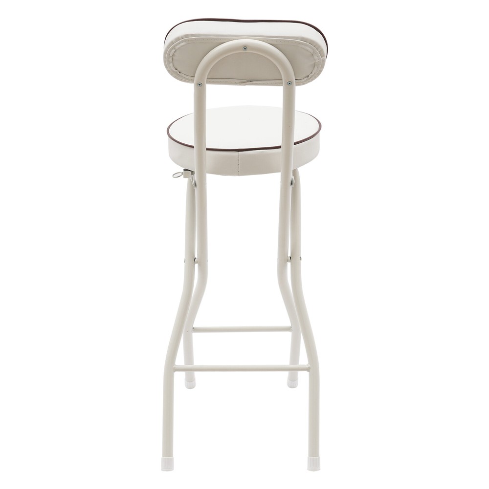 2PCS Bar Stool Portable Folding Stool Padded Folding High Chairs White