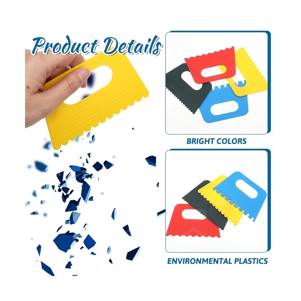 4 Pcs Paint Texture Tools Plastic Scraper Set for Plaster Art Canvas