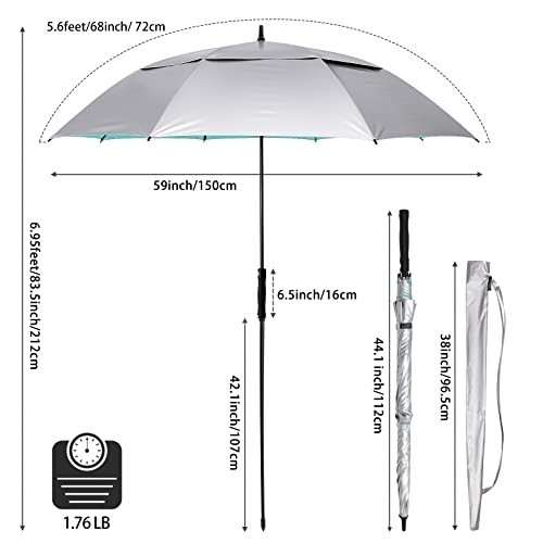 68" Arc Vented UV Golf/Beach Umbrella - Auto Open, Extra Large Windproof Sun Sha
