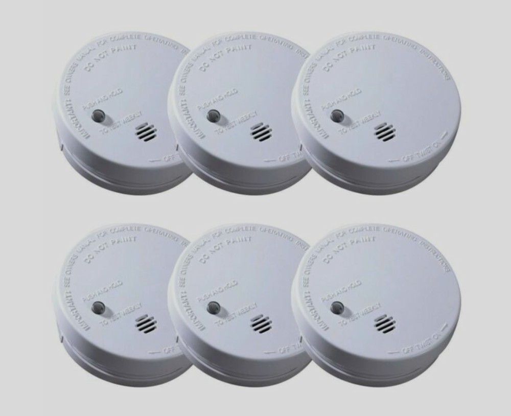 6 Code One Smoke Detector 4" Diameter 9V Battery Included, Ionization Sensor
