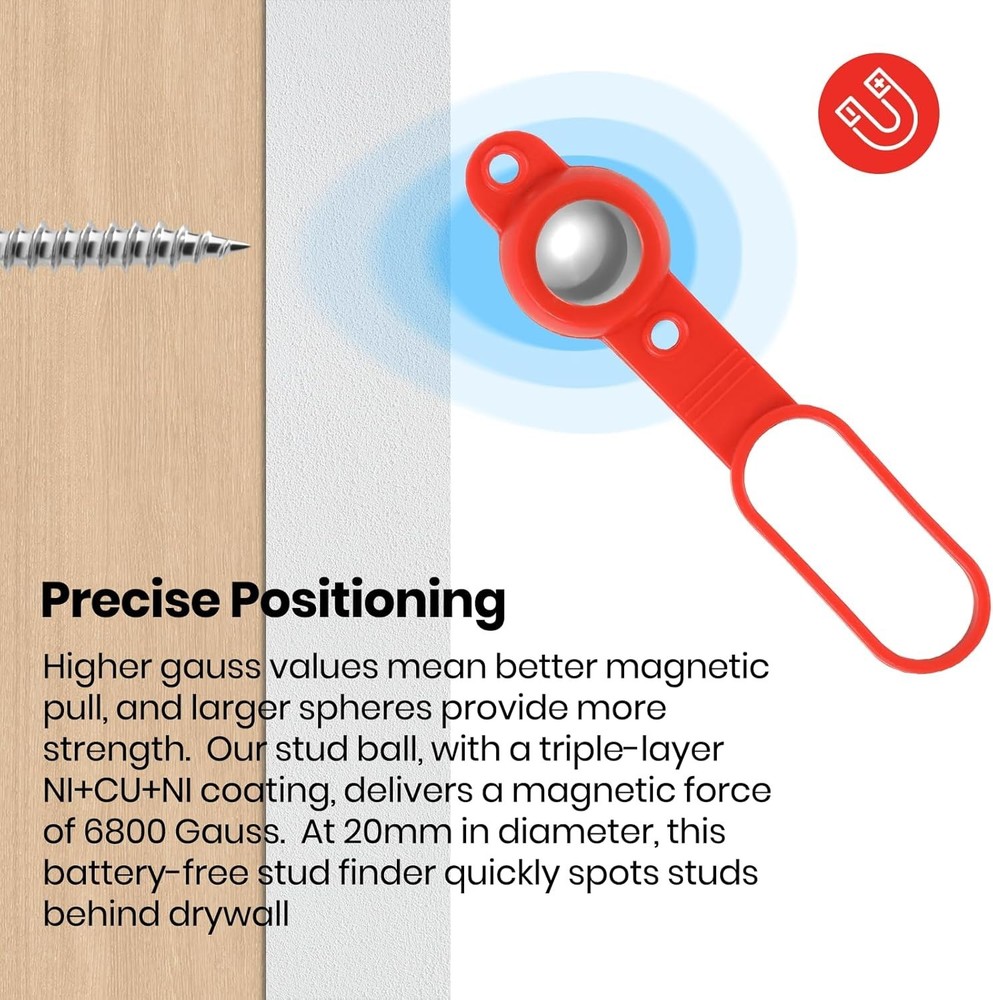 (2-Pack) Magnetic Stud Finder - 27 Lbs of Pull Power Stud Ball, Detects Nails,