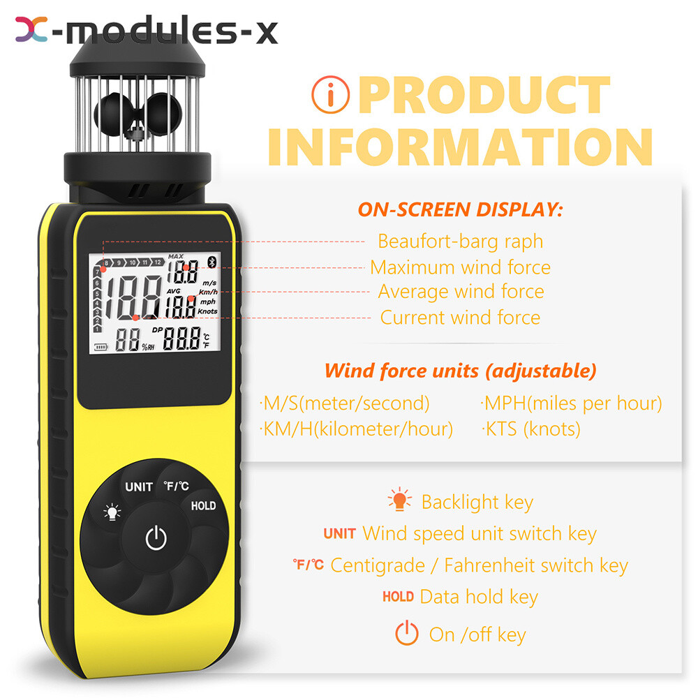 Digital Cup Anemometer Compass Measure Wind Temperature 360°Rotating + Backlight