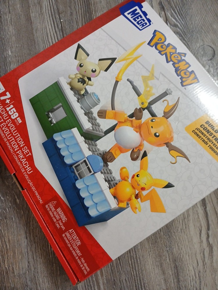 Mega Pokemon Bricks Set Pikachu Evolution Set Open Box Building Toy Kit Mattel