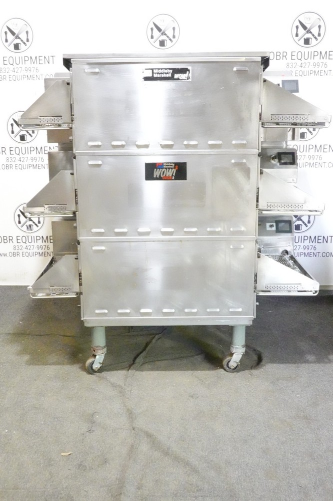 2019 MIDDLEBY MARSHALL TRIPLE STACK PROPANE GAS SPLIT BELT PIZZA CONVEYOR OVEN M