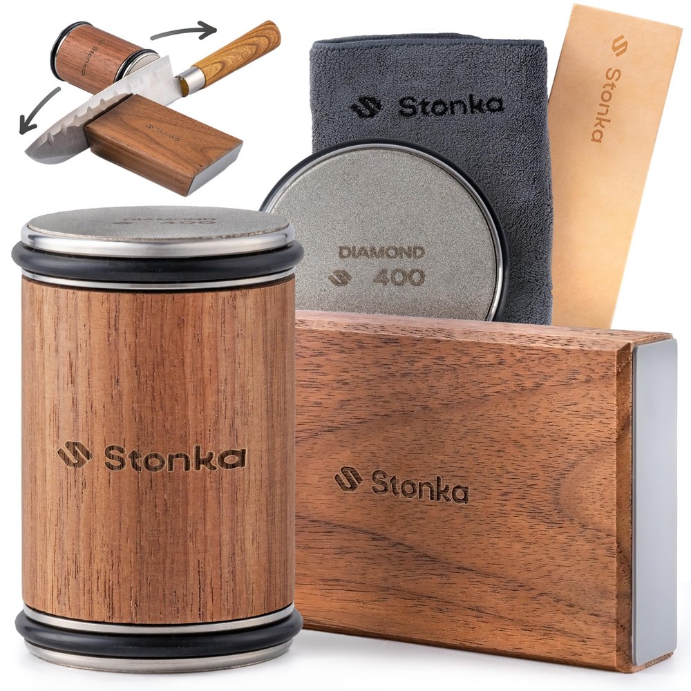 Roller Knife Sharpener Kit – Rolling Knife Sharpener with Diamond Wheels, Mag...
