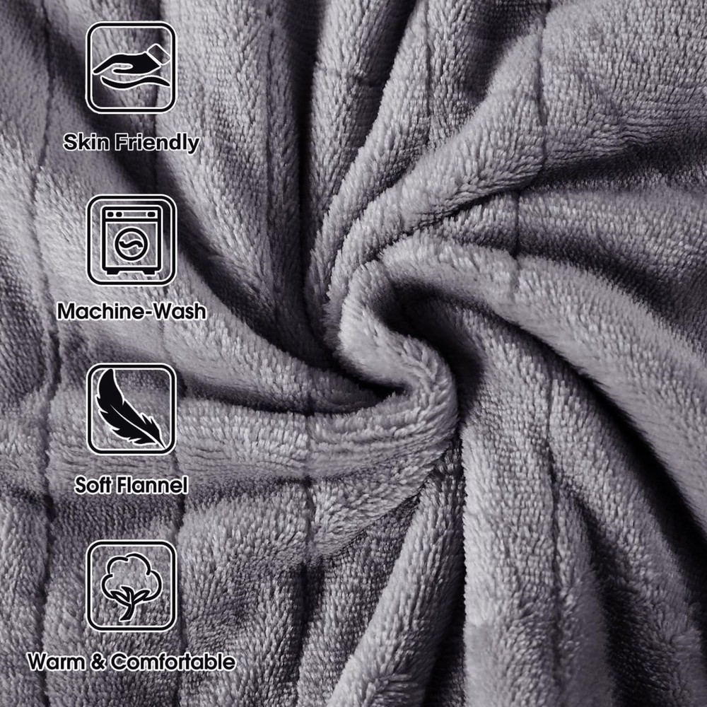 Tefici Electric Heated Blanket Throw, Super Cozy Soft 2-Layer Grey