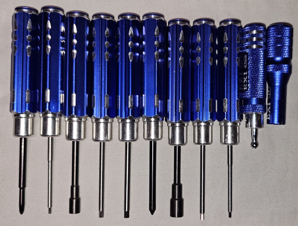 EXI RC Aluminum Handle Tool Kit 11-Piece Blue set (Tools Only) Great Condition