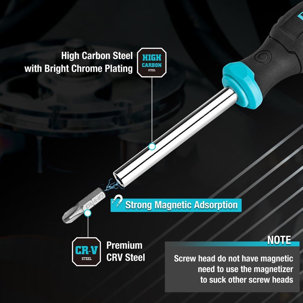 DURATECH Multi-Function Screwdriver Set W/60PC Torx Hex Square Flat Phillips Bit