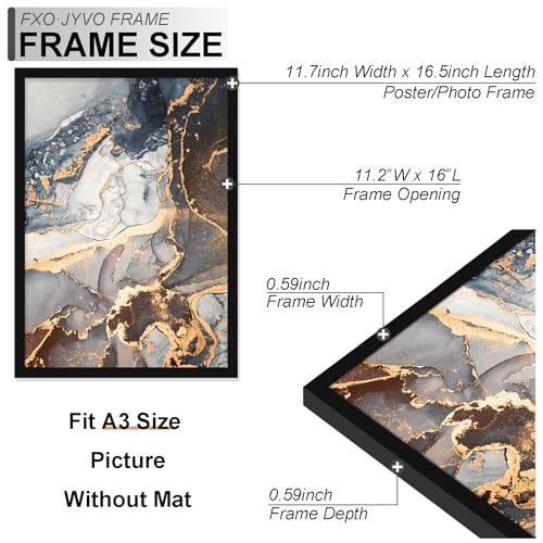 Picture Frames Pack/Black/AModern Style, Lightweight, Wall Mount, A3/A4 3