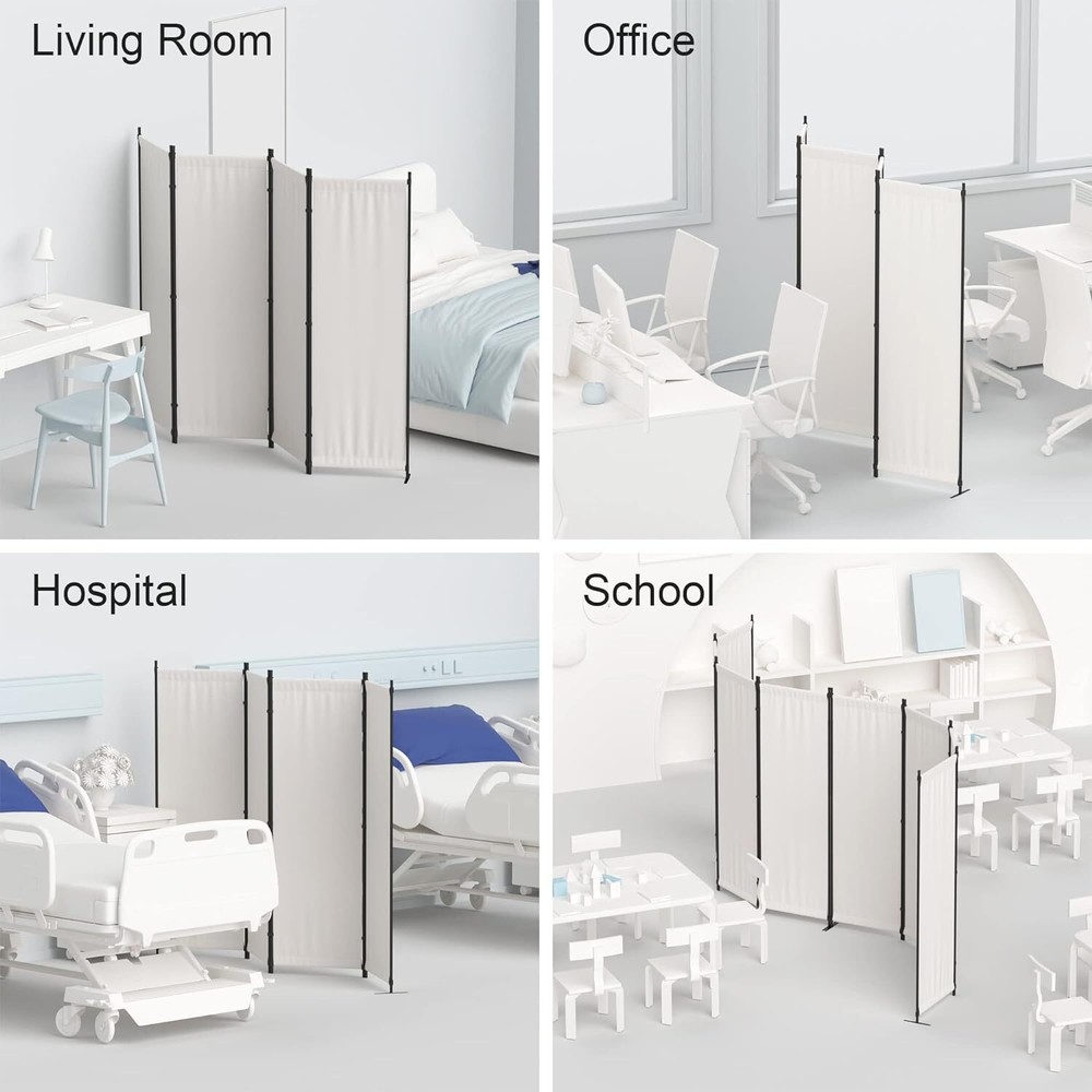 Room Divider 4 Panel Folding Privacy Screens 88'' Room Separation Home Office