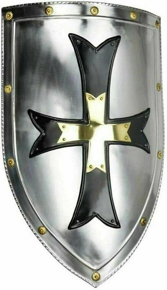 Medieval Heater Shield Armor with brass Templar cross Knight Armor Shield gift