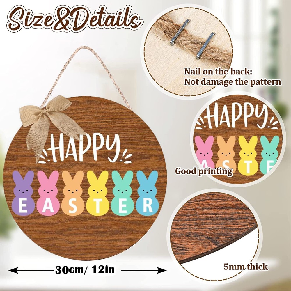 Easter Door Decorations Bunny Decor - Happy Easter Wall Sign Decorations - Wo...