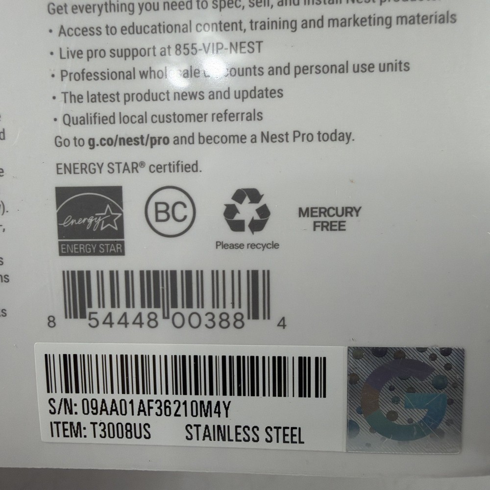 Nest 3rd Generation Programmable Thermostat T3008US - New - Sealed