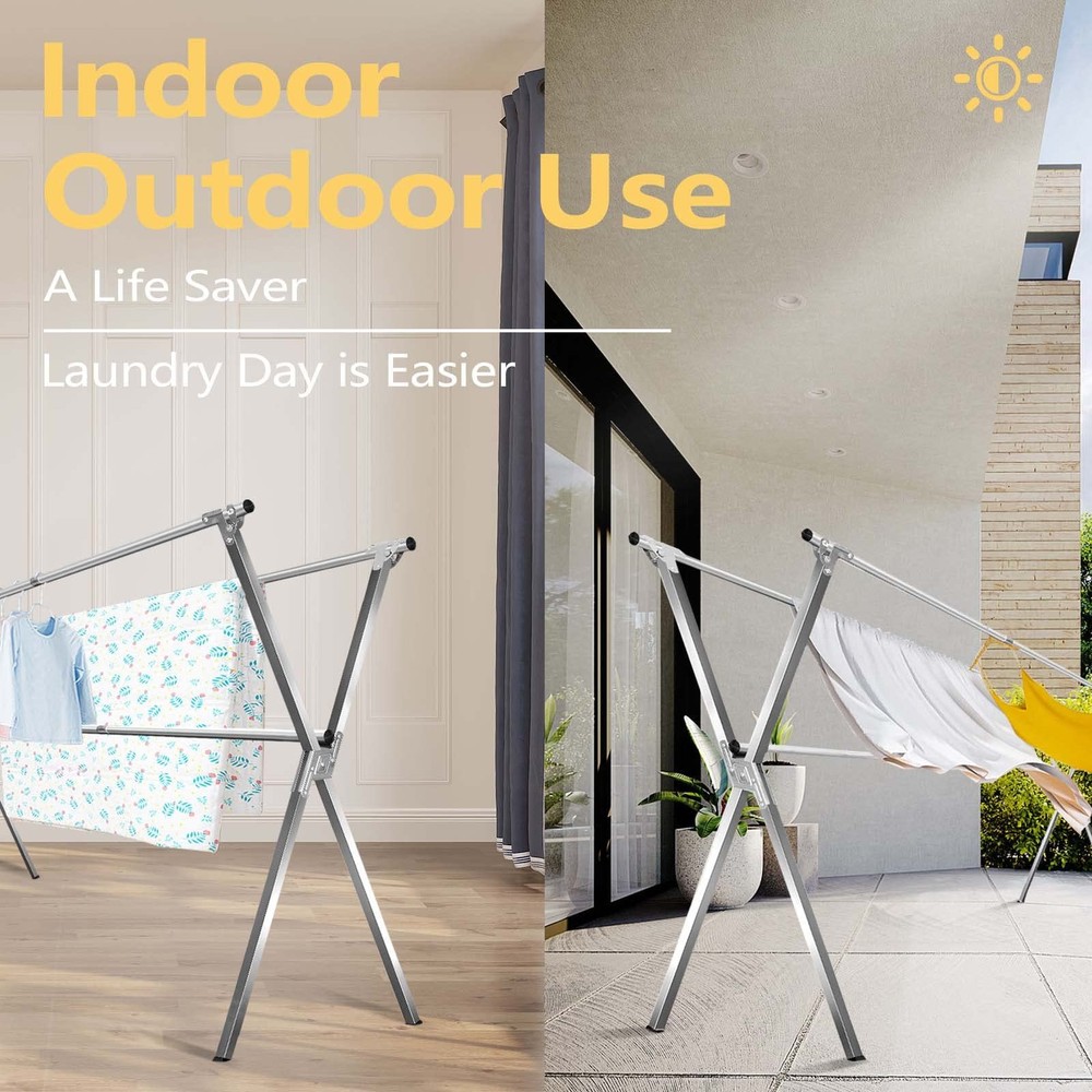 79 Inches Stainless Steel Clothes Drying Rack, Heavy Duty Laundry Drying Rack...