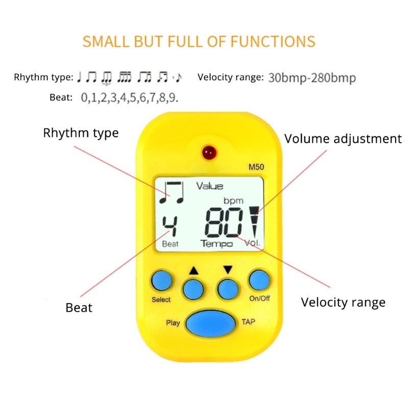 Light weight Music Metronome With Simple Operations Button Battery Metronome