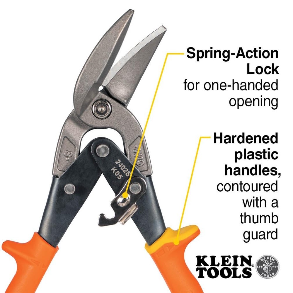 Klein Tools 2402S StraightCutting Offset Snips, Aviation Tin Snips with Forge...