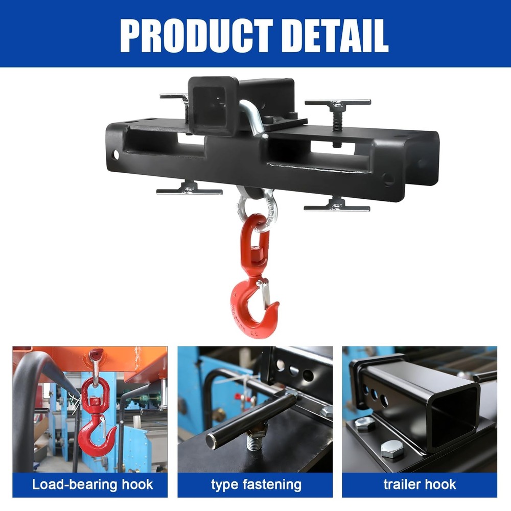 New 丨 10 Ton Forklift Lifting Hook Dual Fork Mounted Hitch Attachment
