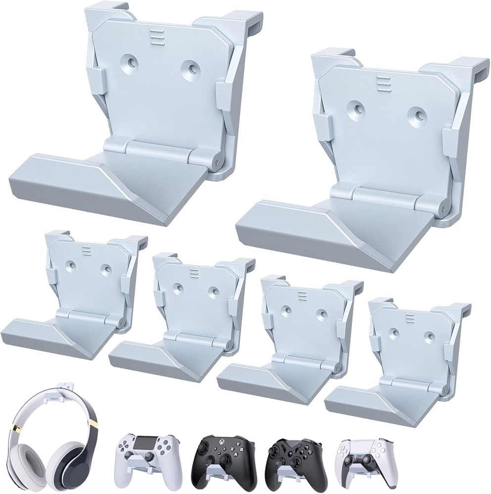 Wall Mount Holder for PS5 Pro/Slim and Switch Controllers Holder, White, 6 Pack