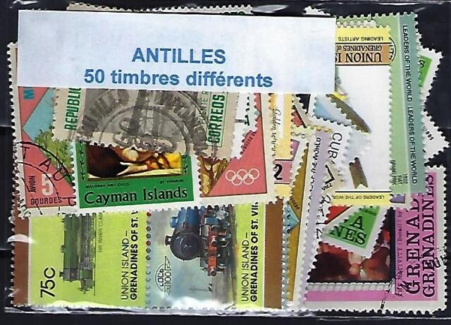 Antilles 50 Different Stamps Used All Countries