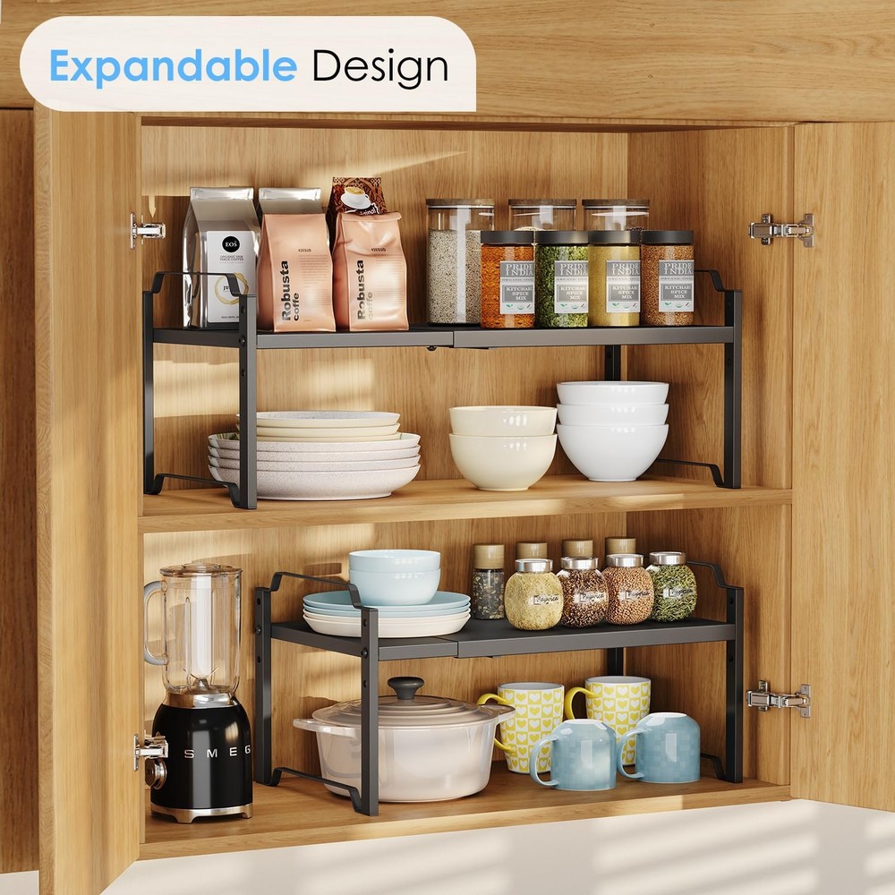 2 Pack 11” Width Expandable Kitchen 2 Pack: 11"D x 23.6"W x 8.7"H, Black