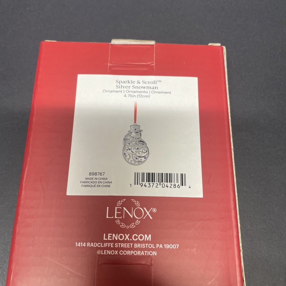 Lenox Sparkle & Scroll Silver Snowman Ornament