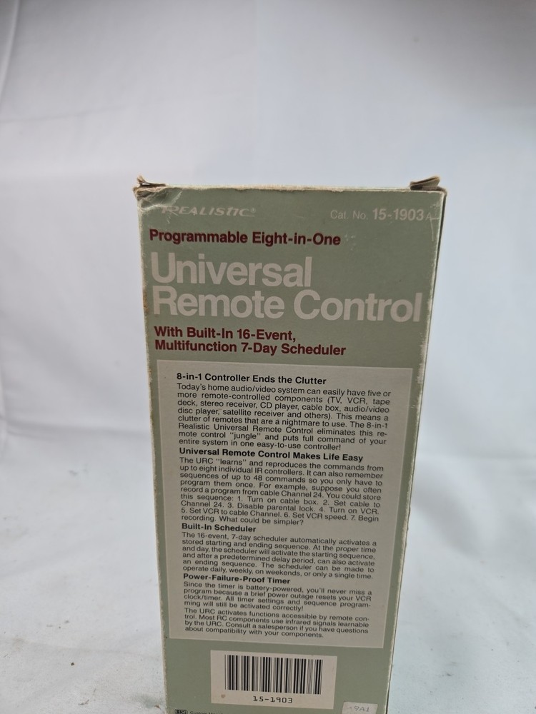 VINTAGE Realistic Programable 8-in-1 Universal Remote Control 15-1903A -Working!
