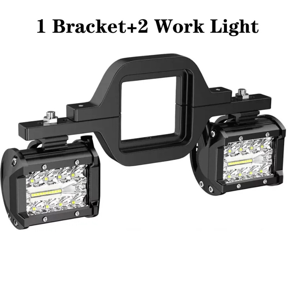4" Tow Hitch Mounting Bracket COMBO LED Work Light Pods Backup Reverse For Truck