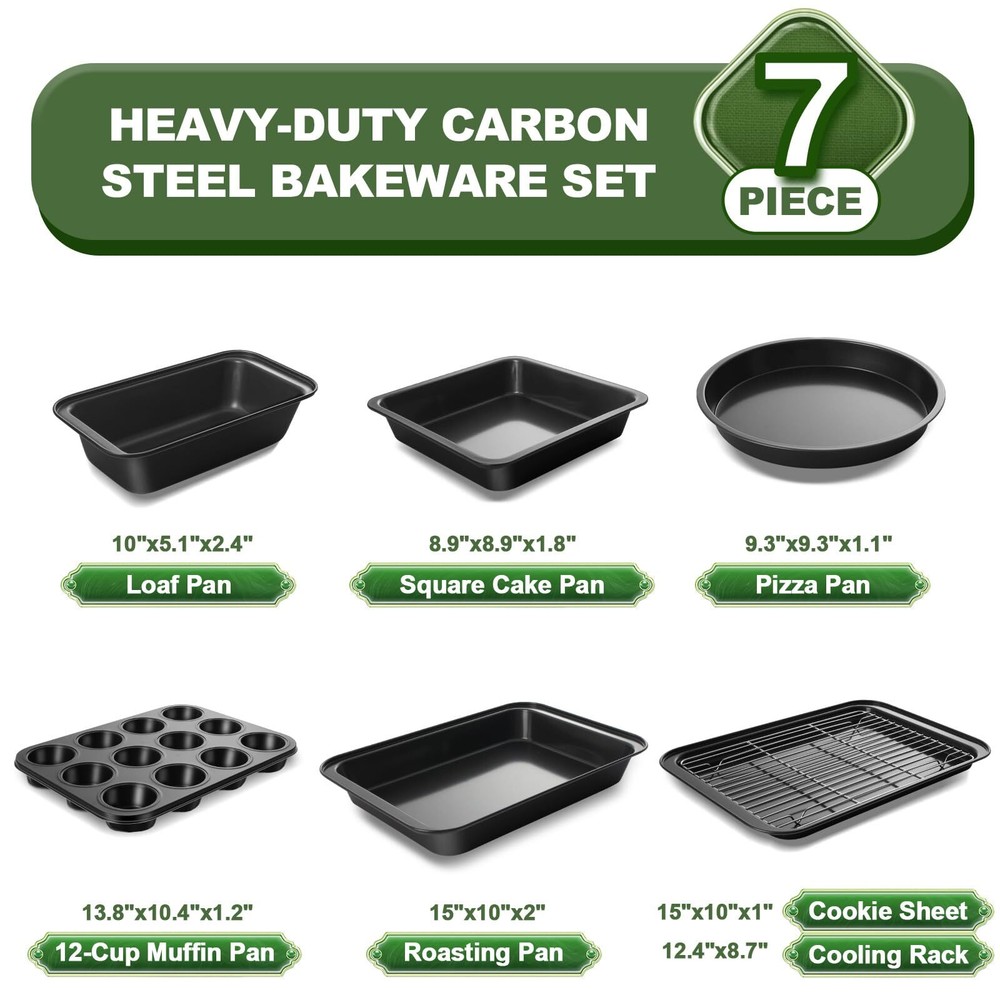 Bakeware Sets, Baking Pans Set, Nonstick Oven Pan for Kitchen with Wider G