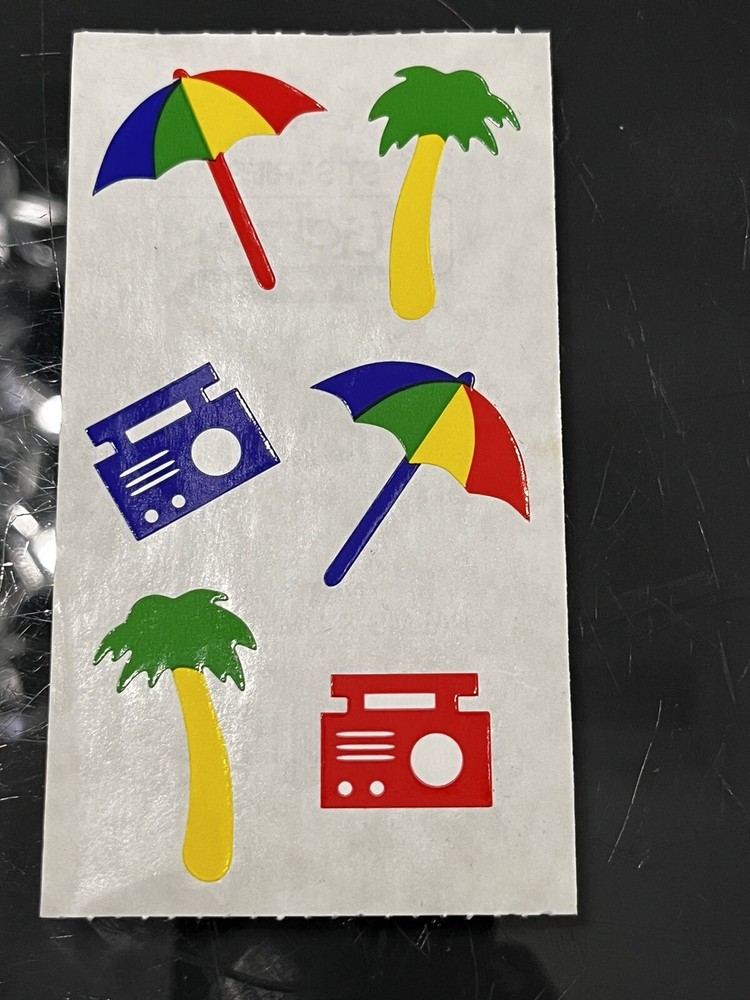 10 Sheets Frances Meyer Palms Umbrellas & Boomboxes Sticker Sheets