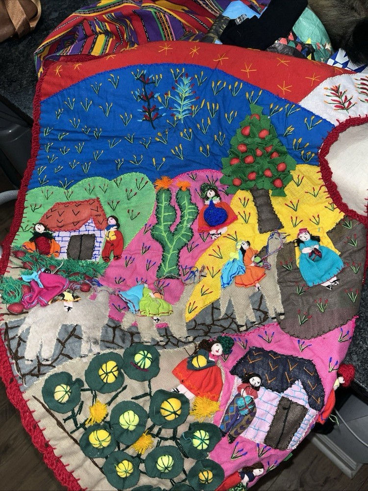 Christmas Tree Skirt - Handmade Peruvian embroidered Large 42”