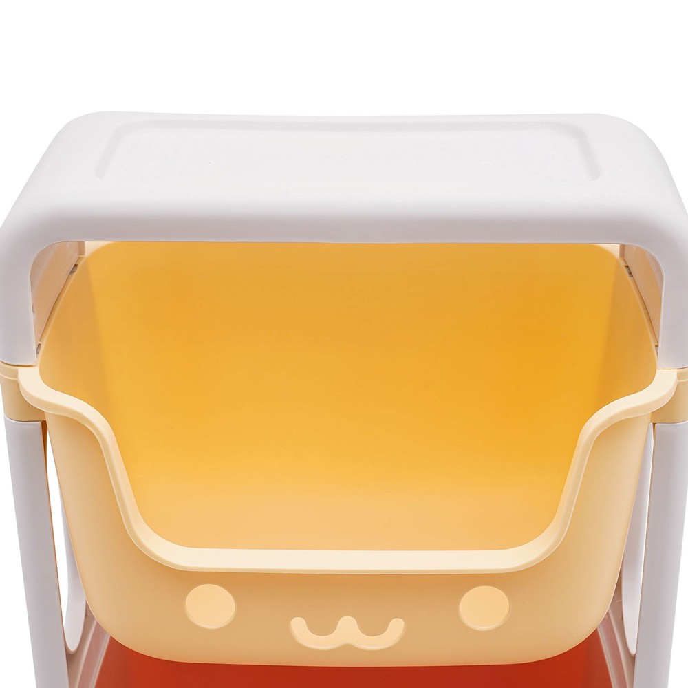 Storage Organizer, 3-Tier Stackable Rolling Cart, Storage Bins Organizer+Wheels