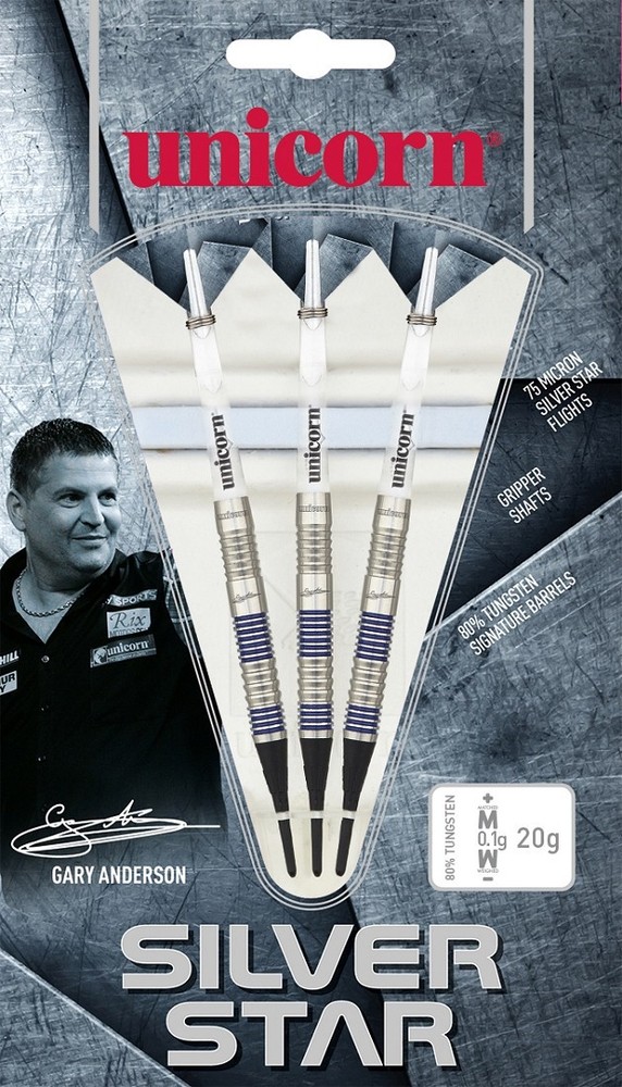 Unicorn Silver Star Gary Anderson Soft Tip Darts - 20g