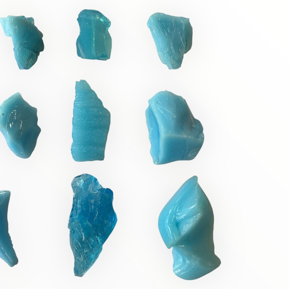 Satin Blue Slag Glass Cullet Assortment #6A2