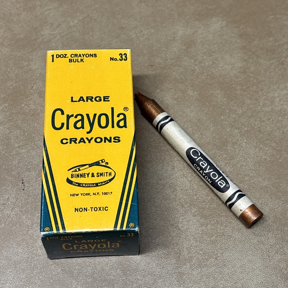 Crayola Large Crayons 12 Count Bulk Box Copper New Old Stock
