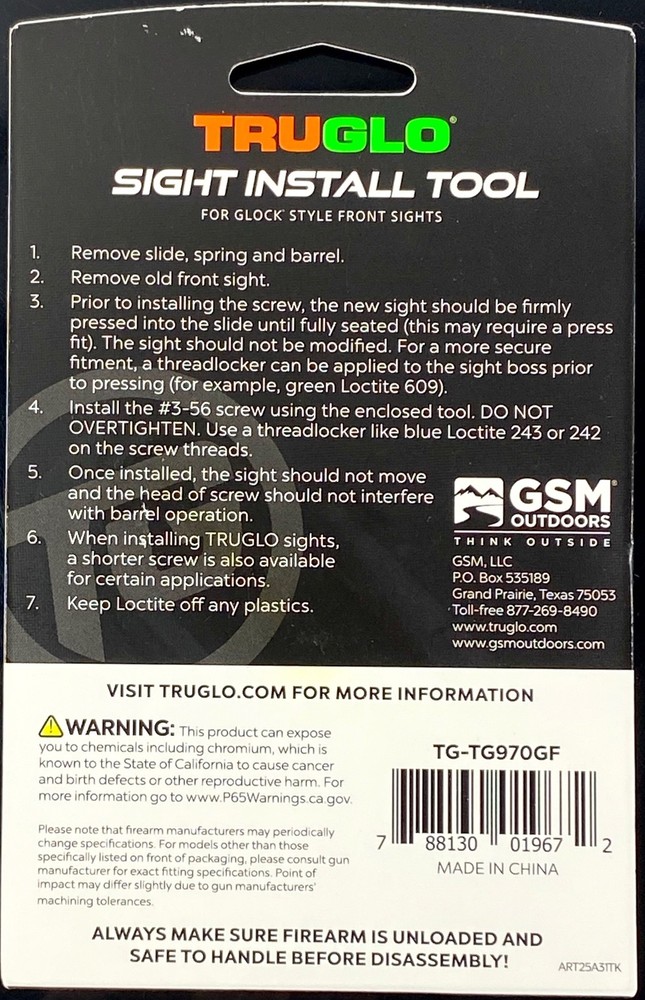 Truglo Glock Front Sight Installation Tool - TG970GF