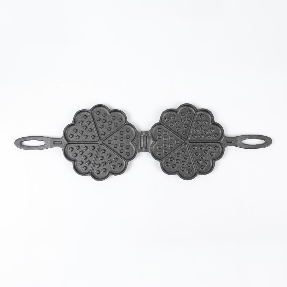 HAWOK Cast Iron Heart Shaped Waffle Iron, Maker Black