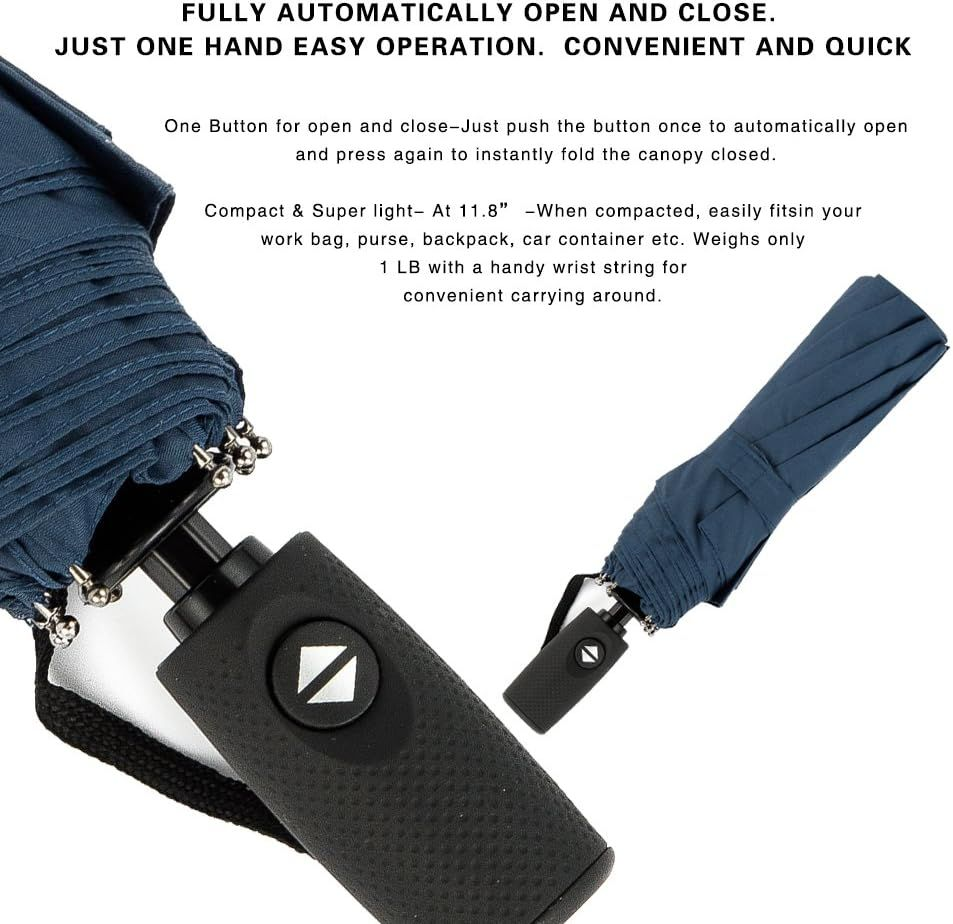 SIEPASA Windproof Travel Compact Umbrella-Automatic Small Size, Navy Blue