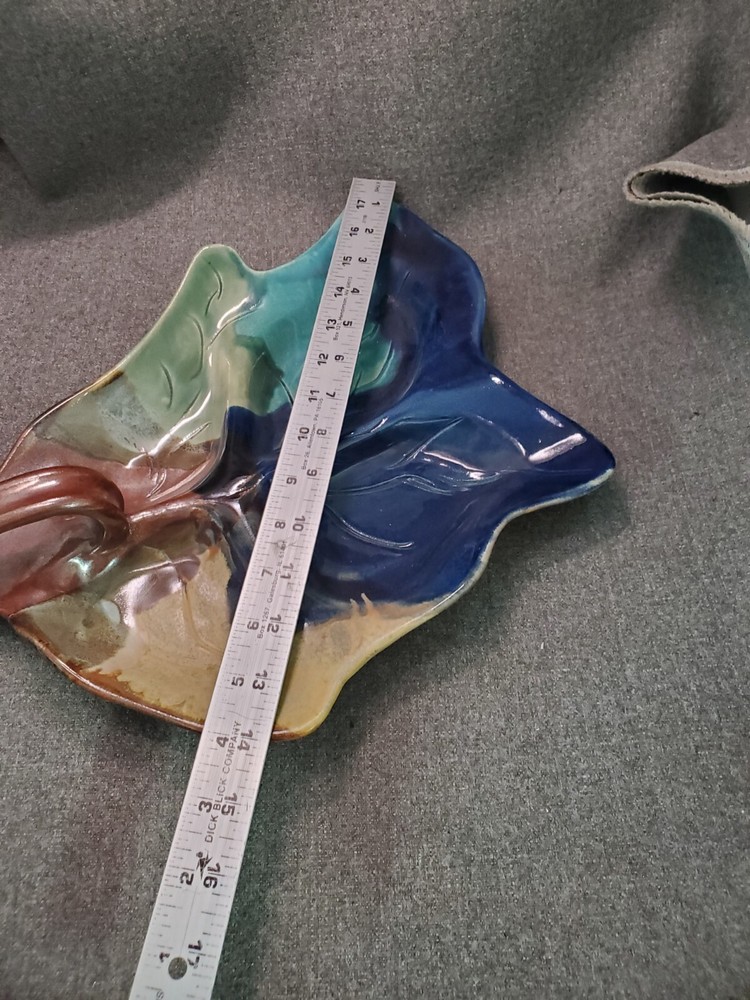 Studio Pottery Leaf Dish Large Plate Hand Made Large Art Pottery