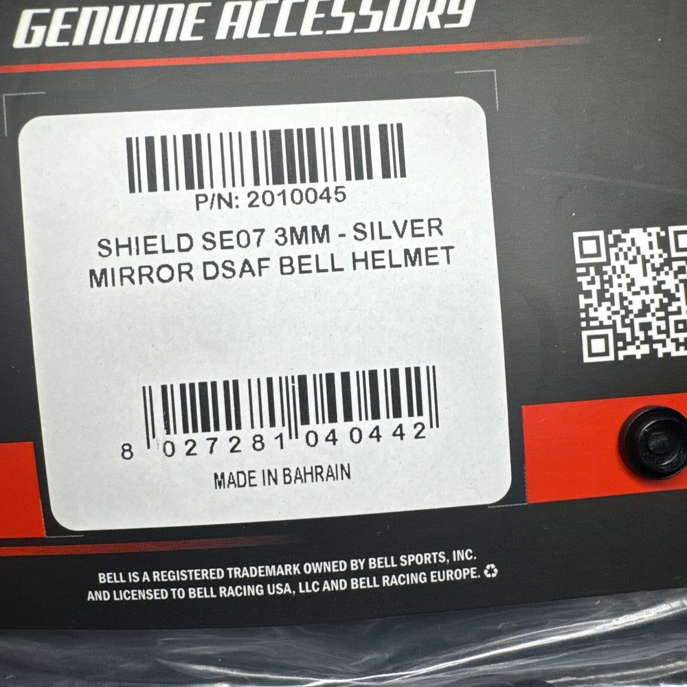 Bell Racing SE07 3MM Silver Mirror Shield Polycarbonate, (DSAF) 2010045