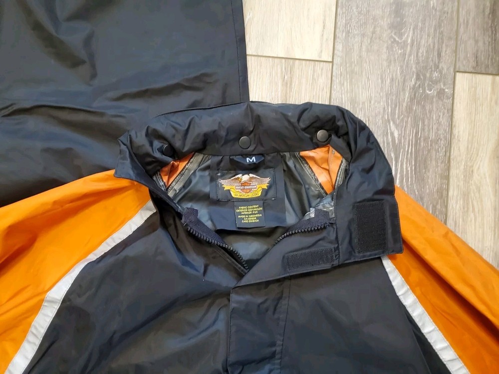 Harley Davidson Rain Suit Hooded Windbreaker Jacket & Pants Medium