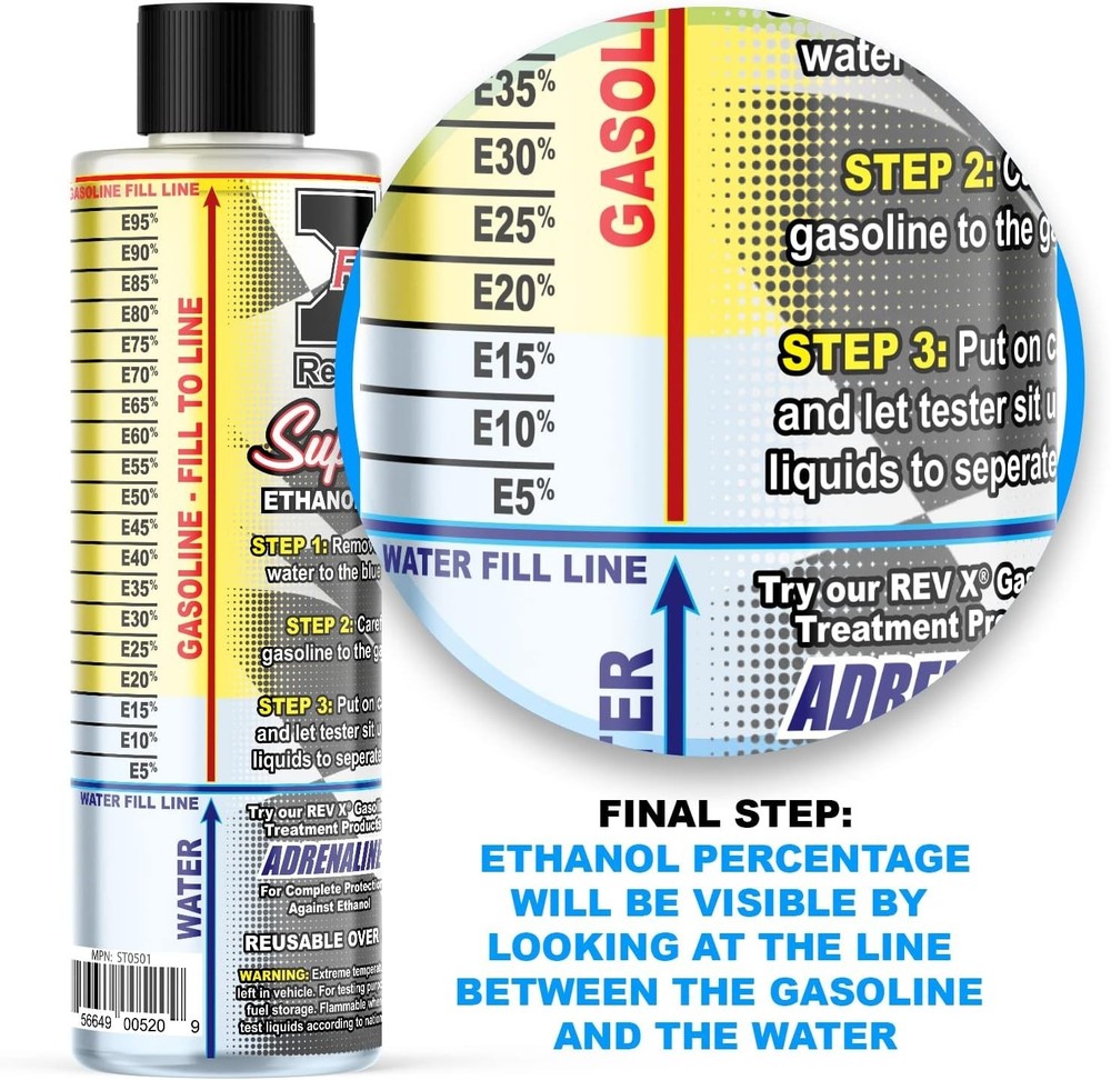 E85 Gasoline Ethanol Kit Reusable E10 E15 E20 E25 Detection Tool