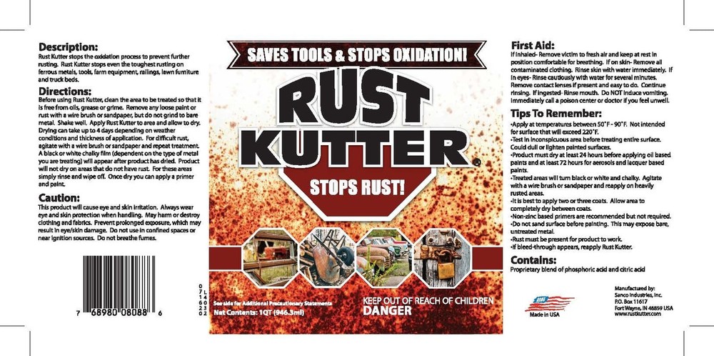 Rust Kutter - Stops Rust and Converts Rust Spots to Leave A Primed Surface Re...