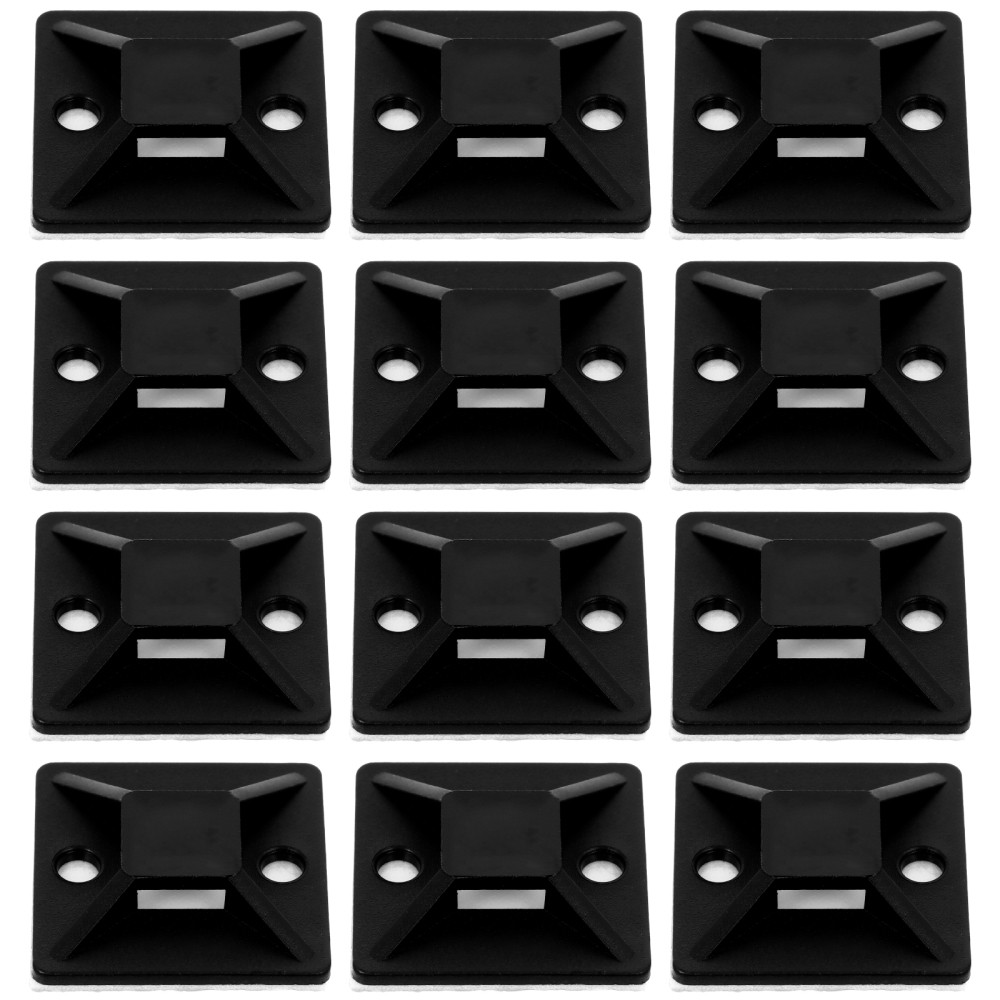 100pcs Square Self-Adhesive Cable Tie Mount Base Wire Cable Organizer (Black)