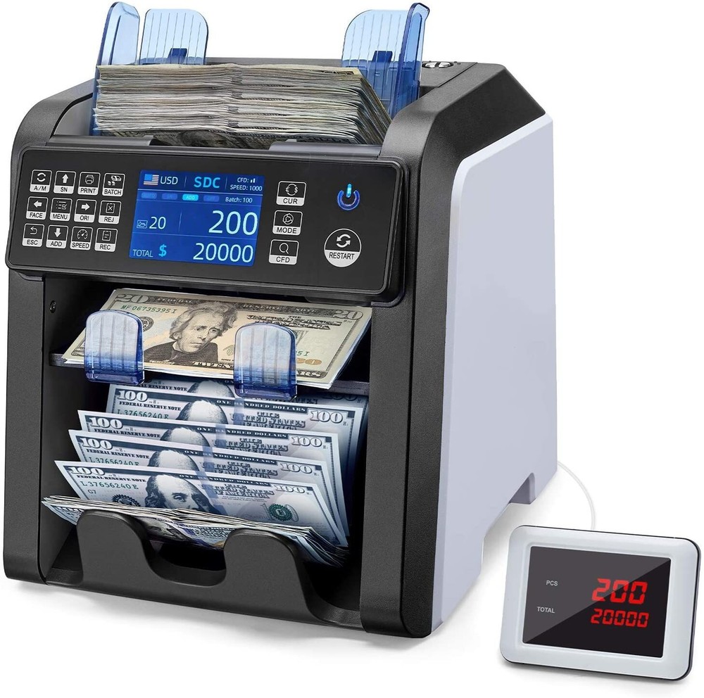 WorkSmart Supplies Dual CIS Foreign Currency Counting Machine CIS Image Recognit