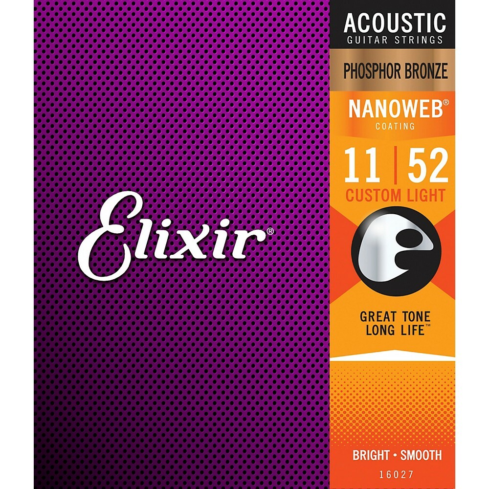 Elixir Phosphor Bronze Acoustic Guitar Strings Custom Light (11-52) 2-Pack