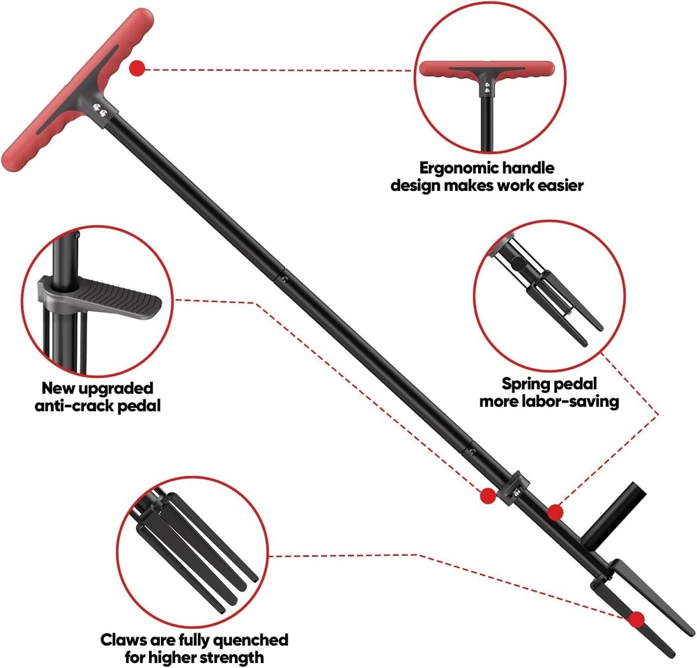 Weed Puller Tool with Long Handle,Effortlessly Remove Roots Without Bending