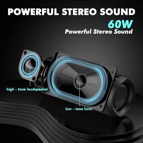 Bluetooth Speaker, Wireless Portable Outdoor Bluetooth Speakers, 60W Black