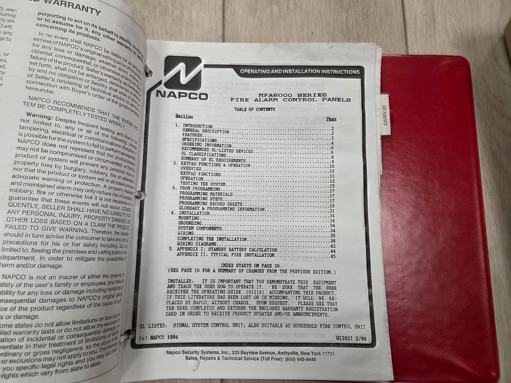 Napco Control Panel Instalation Manuals Large Lot
